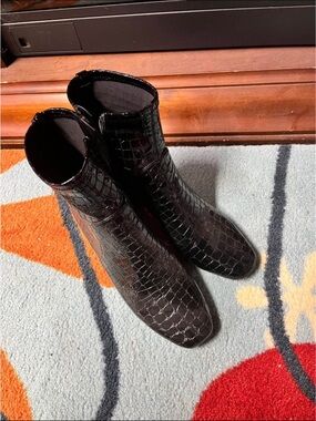 Aldo Black Croc-Embossed Ankle Boot